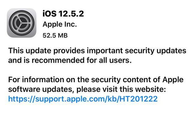 六合苹果手机维修分享iOS12.5.2发布，建议所有老苹果用户安装 